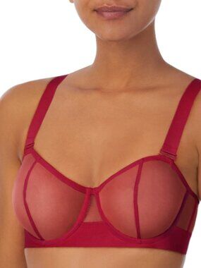 Dkny Women's Sheer Bralette Bra Red Size M 10862